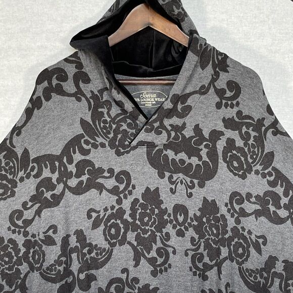 Soma Luxuriously Soft Live Hooded Loungewear Women Size M Gray Floral Batwing - Picture 4 of 12